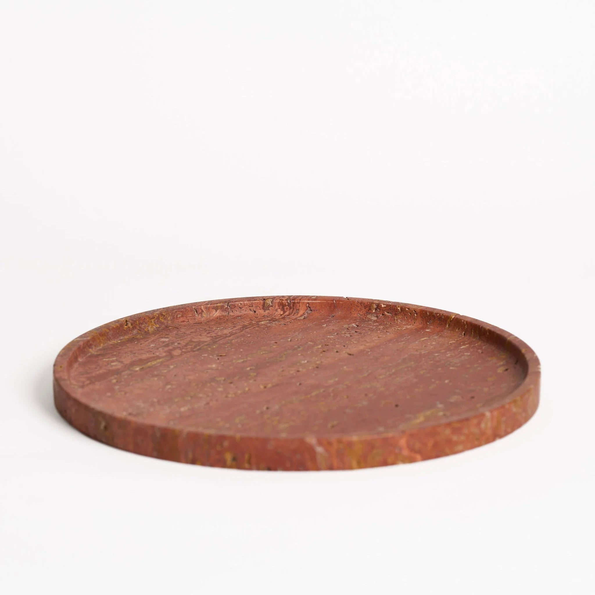Burnt Travertine Moon Round Tray