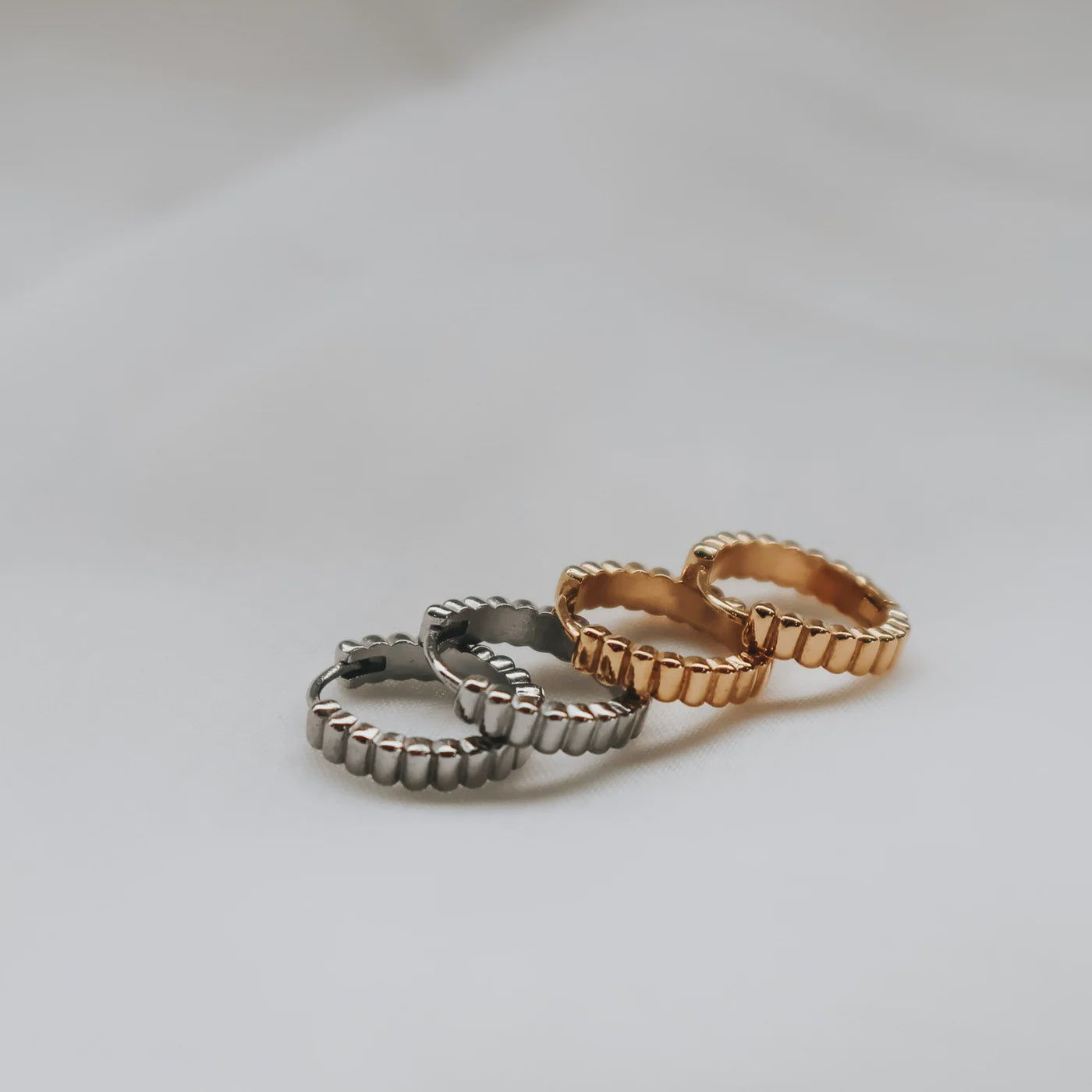 Ribbed Hoops Silver By Katy B