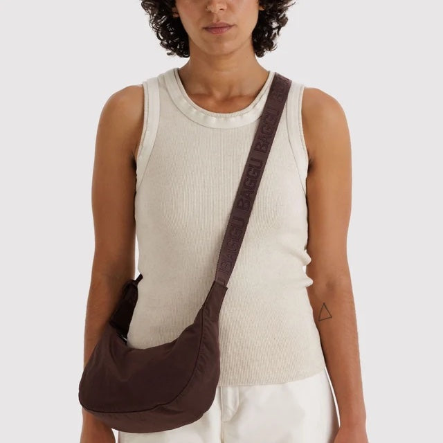 Small Nylon Crescent Bag - Coffee