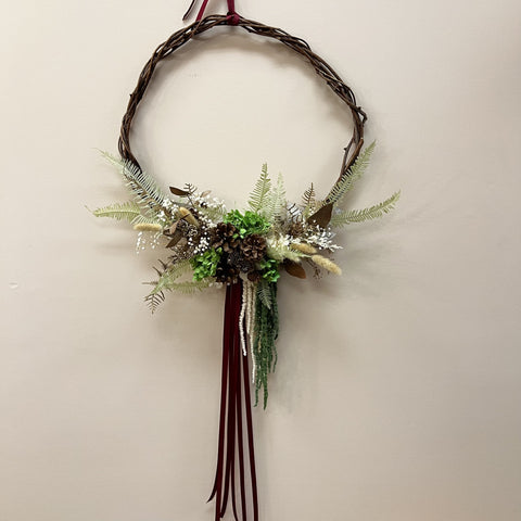 Green & Red Rustic Wreath
