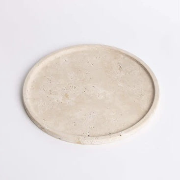 Burnt Travertine Moon Round Tray