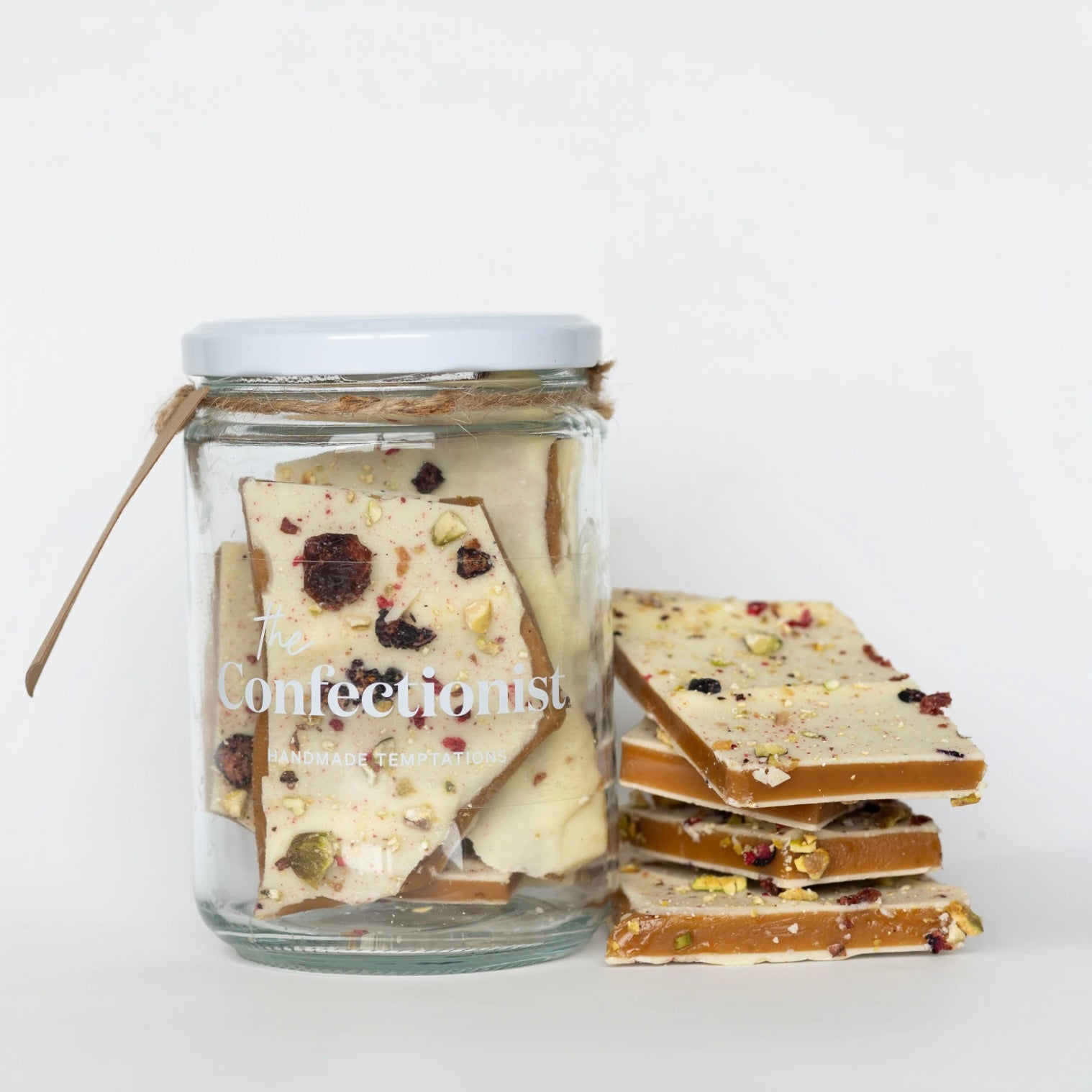 White Choco, Pistachio & Summer Berry Toffee Jar 200g