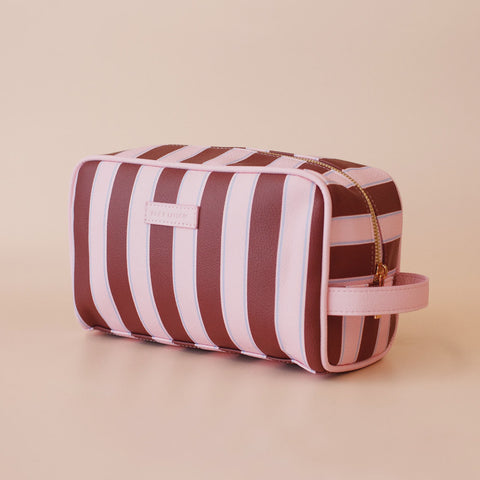 Burgundy Stripe Wash Bag