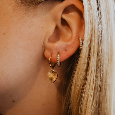 Gold Textured Heart Hoop By Katy B