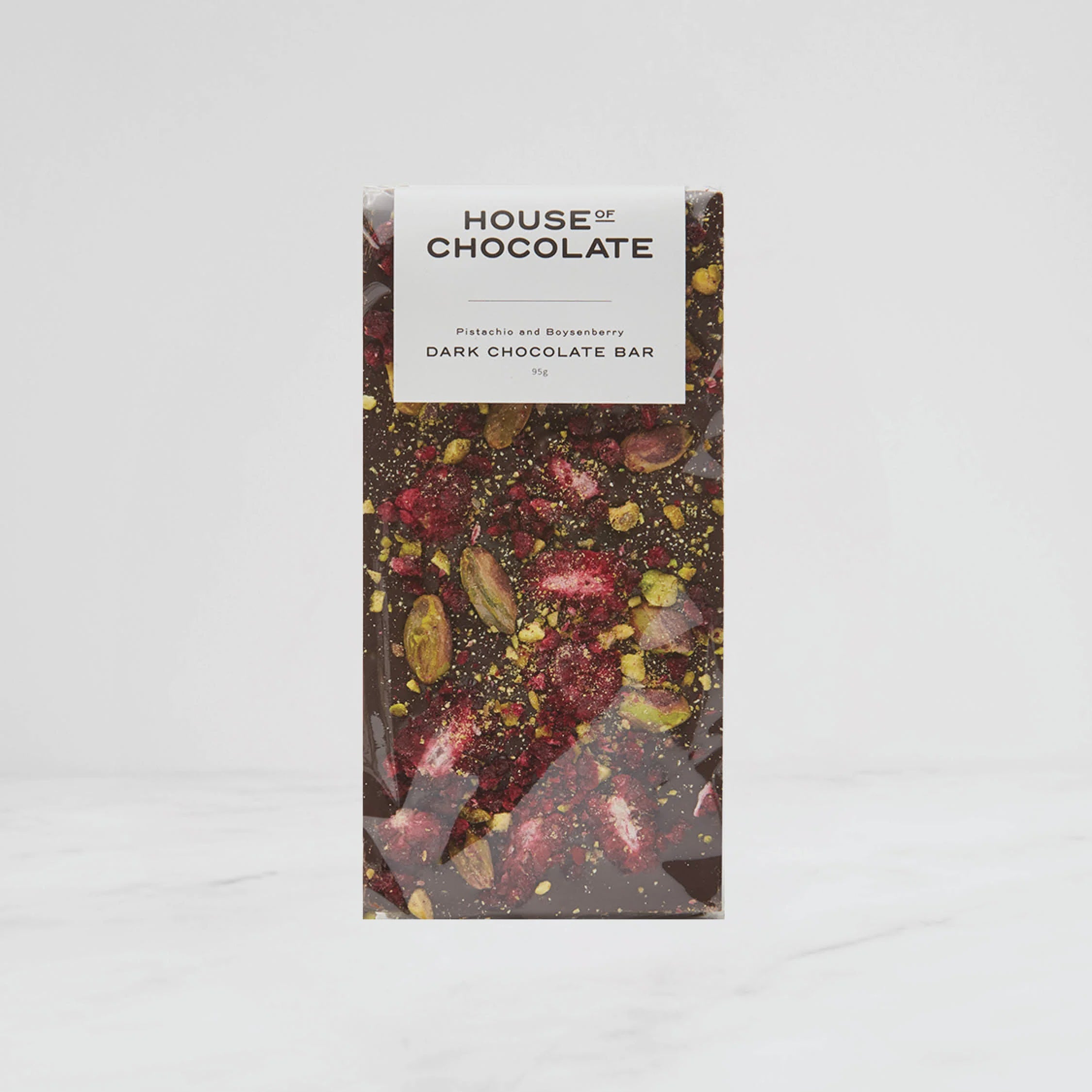 Pistachio and Boysenberry Dark Chocolate Bar