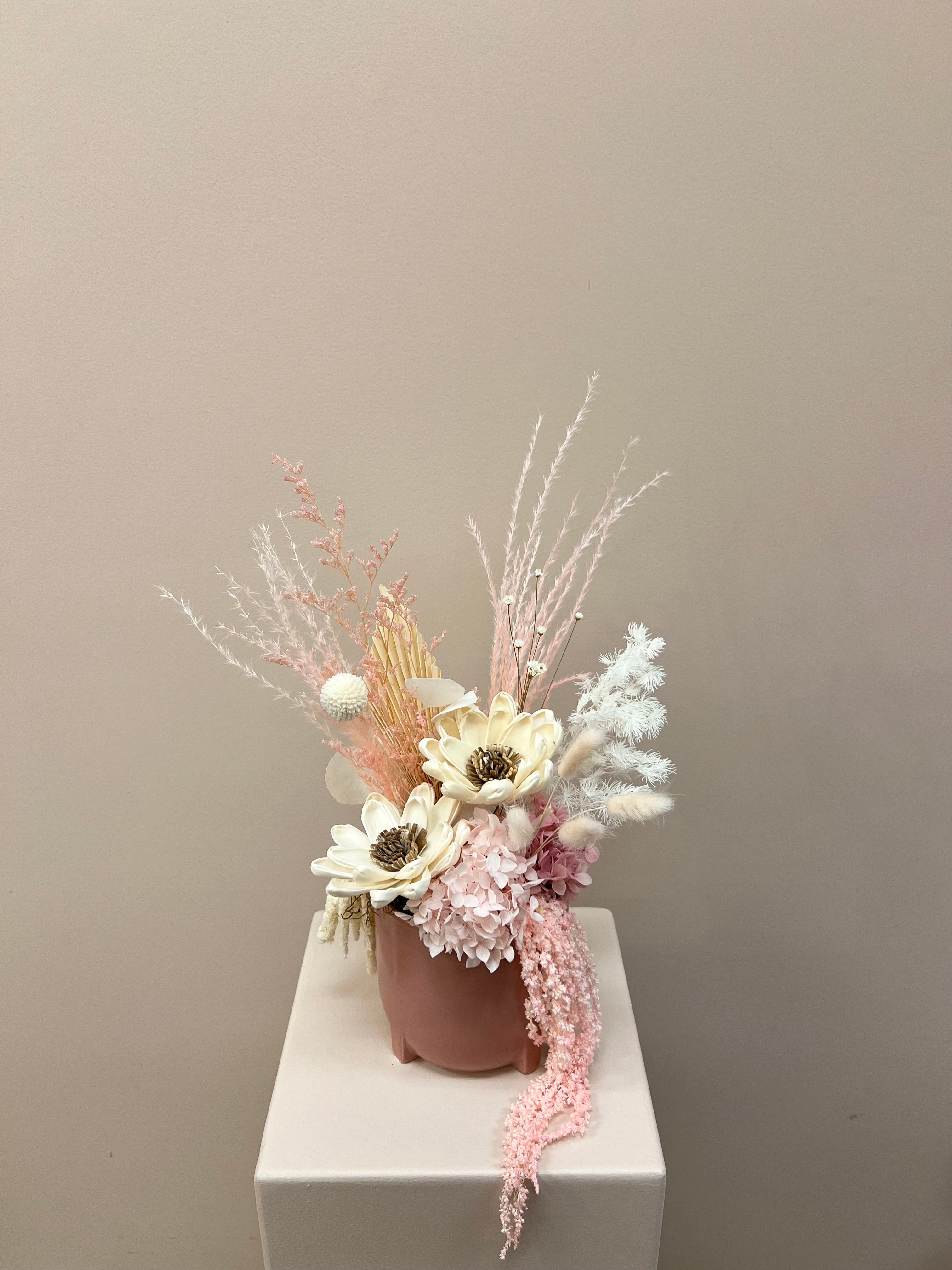 Soft Pink Dried Flower Arrangement