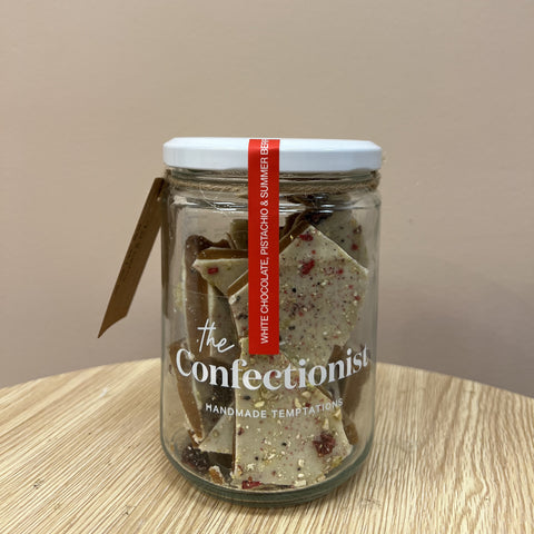 White Choco, Pistachio & Summer Berry Toffee Jar 200g