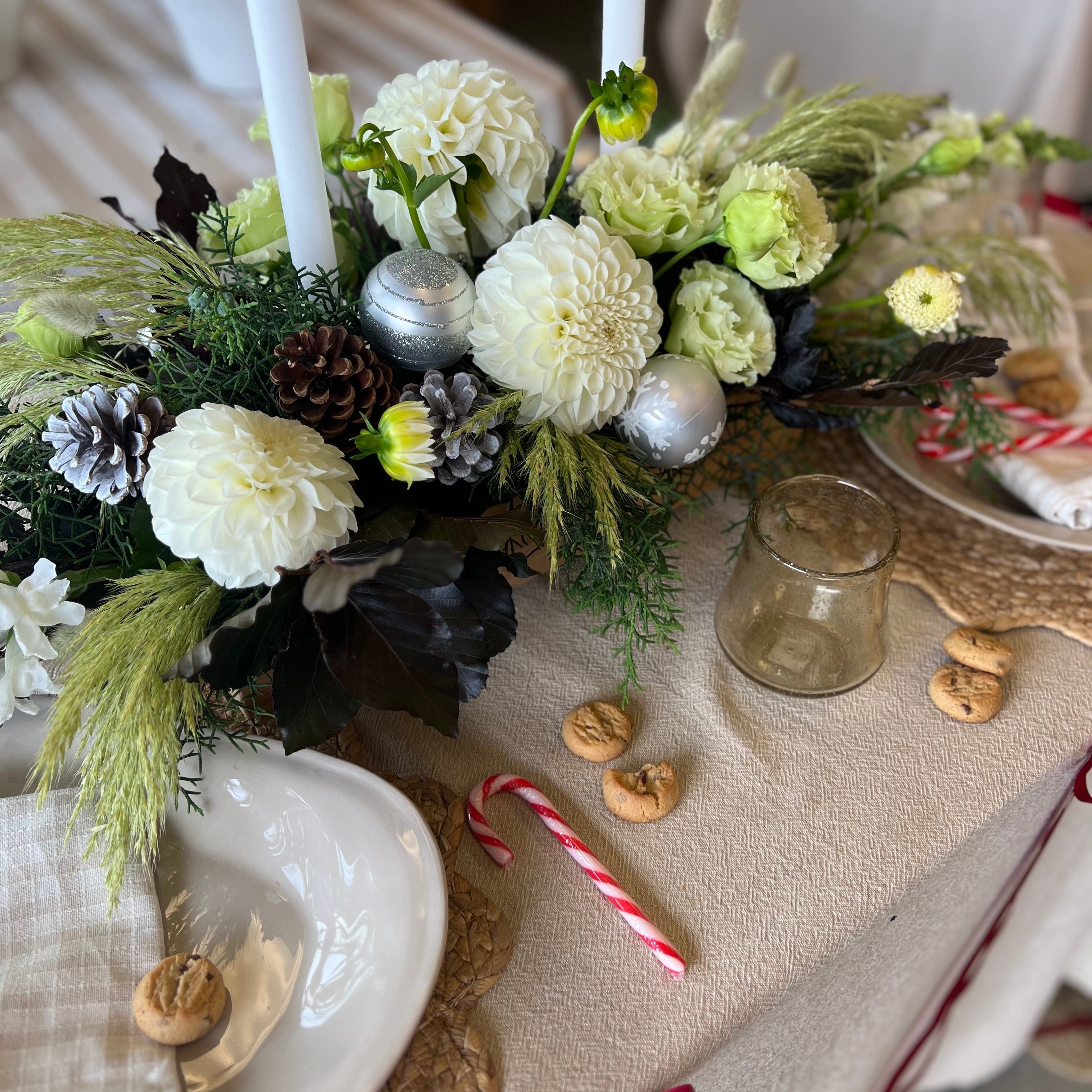 White & Green Festive Christmas Arrangement