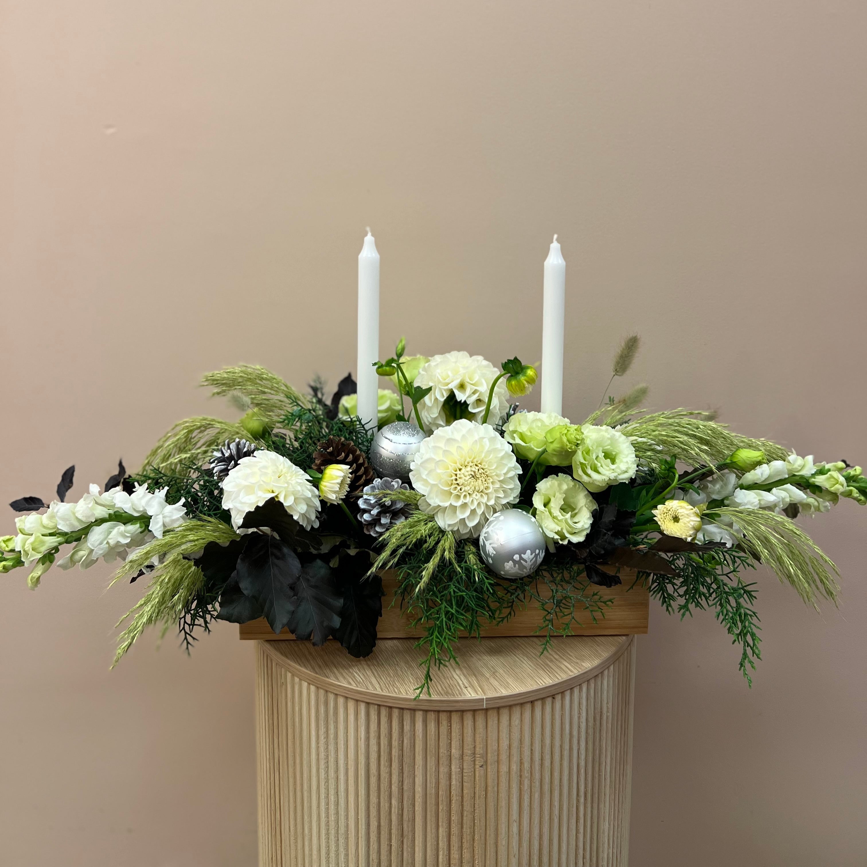 White & Green Festive Christmas Arrangement