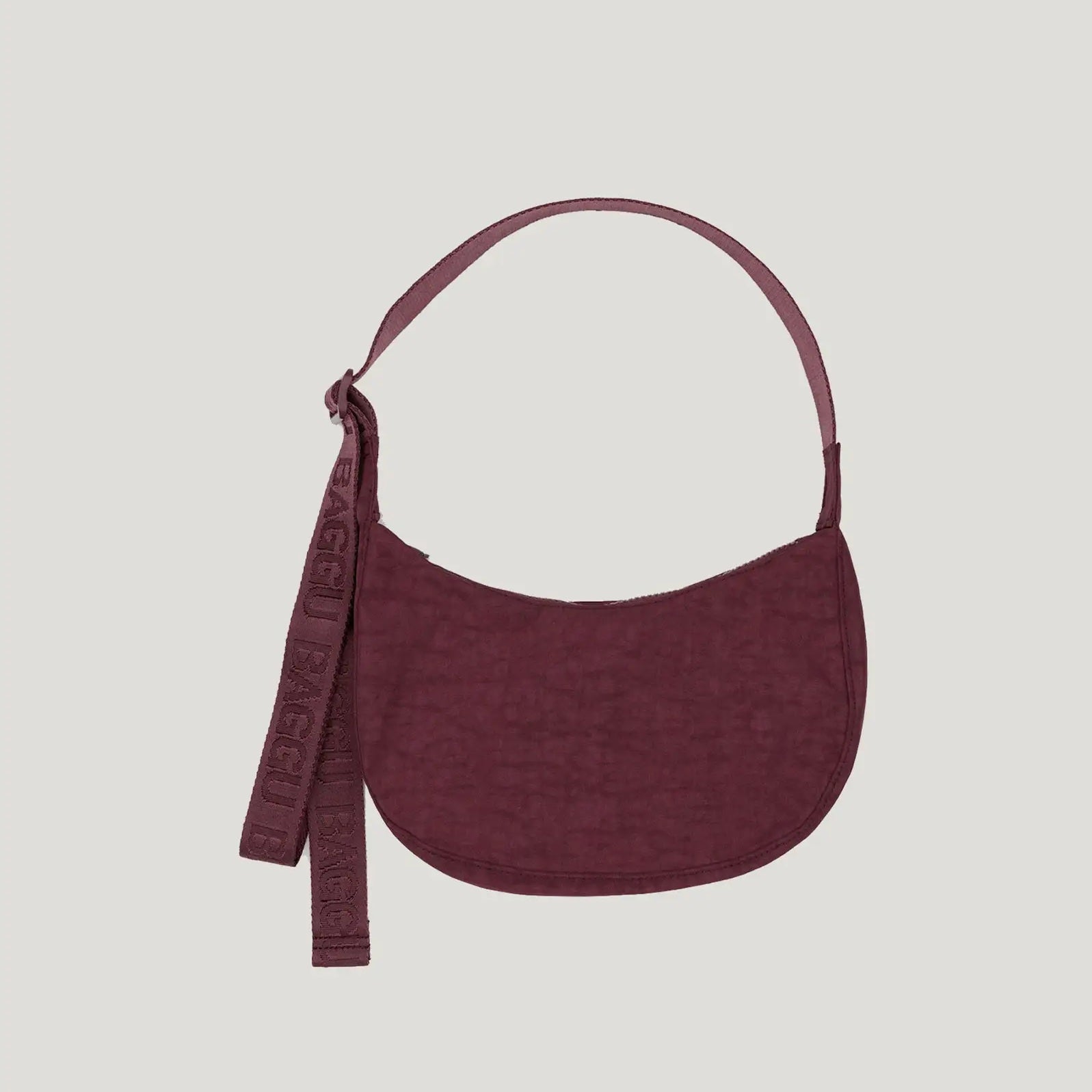 Small Nylon Crescent Bag - Mahogany